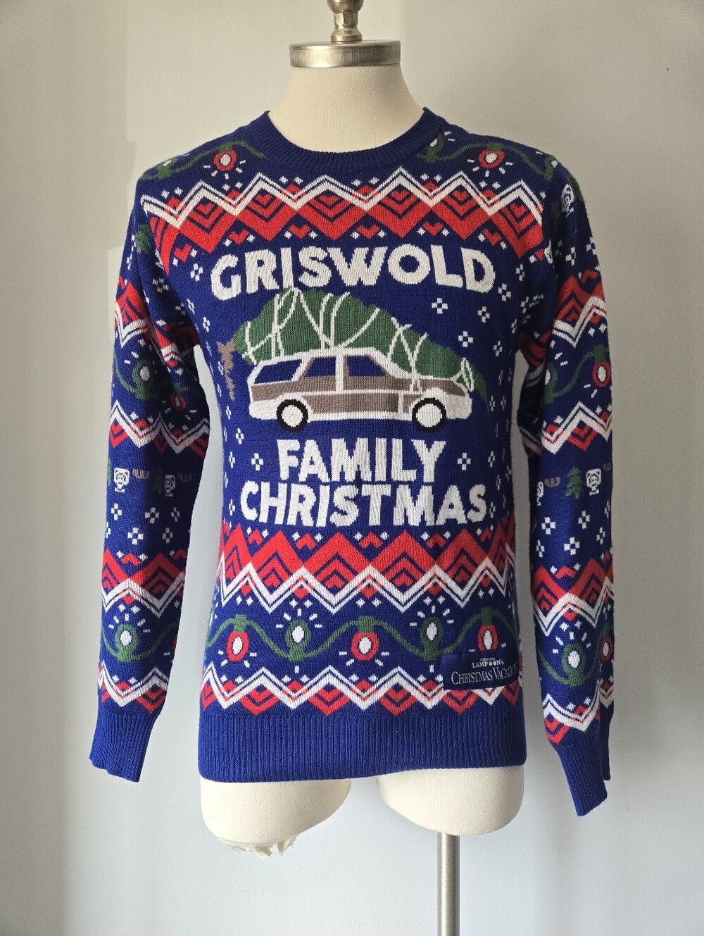 National Lampoons Griswold Family Christmas Men's Blue Holiday Sweater. Size S